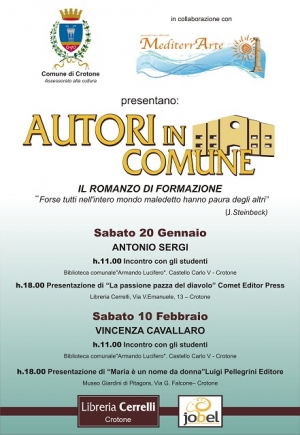 Nuovi appuntamenti per il progetto ''Autori in Comune'' a Crotone