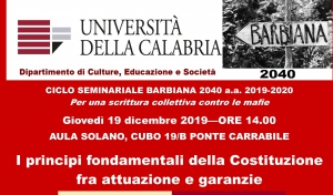 Laboratorio di Antimafia Unical: domani seminario sulla legalit&agrave; costituzionale con Silvio Gambino