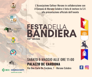 XXI edizione della Festa della Bandiera, sabato 9 maggio il lancio a Palazzo De Cardona