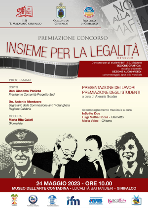 Concorso ''Insieme per la Legalit&agrave;''; la presente vale anche come invito per le testate giornalistiche