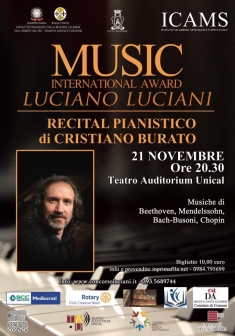 VII International Music Award &ldquo;Luciano Luciani&rdquo;, recital pianistico di Cristiano Burato
