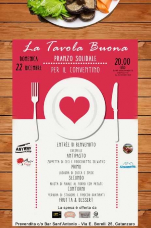 Associazioni e ''Anyway chef'' a sostegno del Conventino a Catanzaro