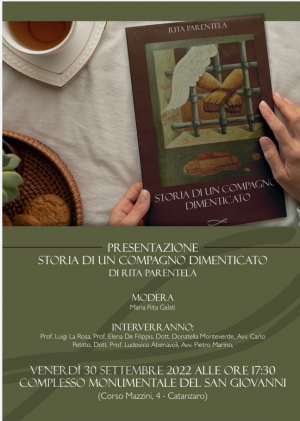 Venerd&igrave; 30 settembre, al Complesso Monumentale San Giovanni di Catanzaro la presentazione del libro di Rita Parentela