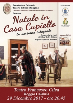 Teatro Cilea: ''Natale in casa Cupiello'' con il Teatro Libero Reggino e una compagnia amatoriale di attori non professionisti